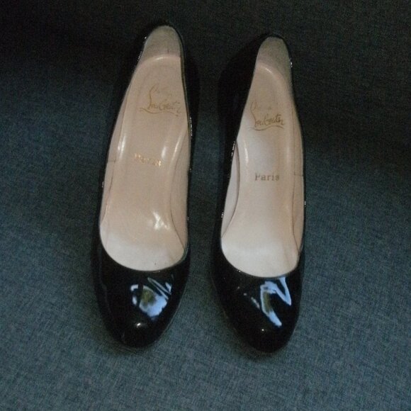Christian Louboutin Red Bottom Black Patent Leather High Heel Pumps Shoes ~ 39.5 - Picture 9 of 10